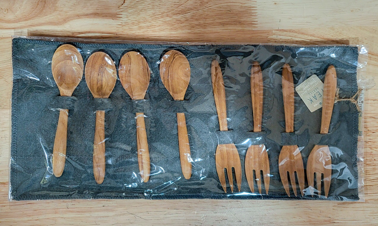 Teak Series Kitchenware Large Fork and Spoon Set